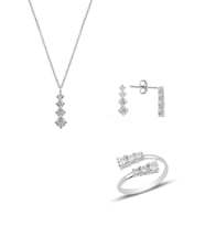 Söğütlü Silver Gümüş rodyumlu zirkon taşlı pırlanta modeli pırıltı üçlü set