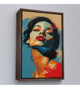 Çerçeveli Pop Art Tarzda Güzel Kadın Tablosu (Siyah)