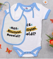 BK Kids Rizeliyim Tasarımlı Mavi Bebek Body Zıbın ve Mama Önlüğü Hediye Seti-2