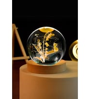 İsme Özel Işıklı Ahşap Kaideli Sevimli Kedi Cam Küre 8cm*6cm