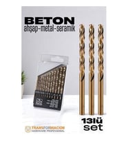 Modacar Beton Matkap Ucu Seti- Çelik Beton Metal Ahşap Matkap 13 lü SET