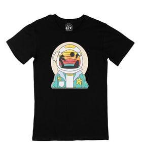 Astronot Uzayda Siyah Tişört