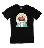 Astronot Uzayda Siyah Tişört