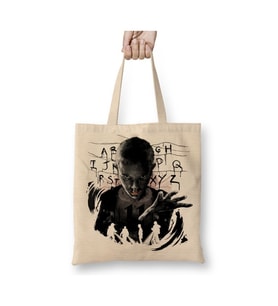 Stranger Things Alphabet Abcd Beyaz Bez Çanta Uzun Saplı Alışveriş Çantası Plaj Çantası