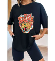 Unisex Girl Gang Baskılı T-shirt (Siyah)
