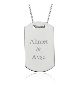 Gümüş İsimli Asker Künyesi Bayan Kolye