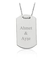 Gümüş İsimli Asker Künyesi Bayan Kolye