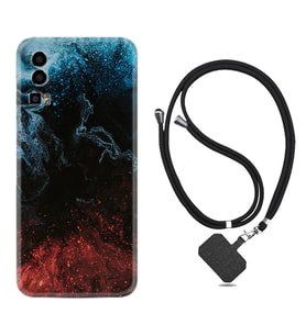 General Mobile Gm 23 Kılıf Resimli Boyun Askılı İpli Desenli Silikon Red Blue Black Abstact 1386