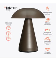 Kablosuz, Şarjlı, Pilli, Ledli, Dokunmatik Masa Lambası Palermo Bronz