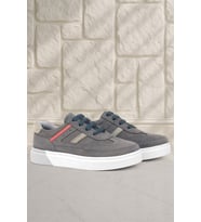 Rakerplus Gri Hakiki Deri Bağcıklı Erkek Çocuk Sneaker Ayakkabı