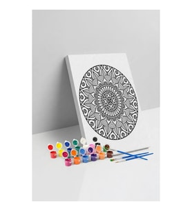 Oval Çiçek Mandala Tuval Boyama Seti 40x50 cm