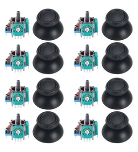 PS5 Analog Motor ve Topuz Seti 8+8 Playstation 5 Tamir PS5 Motor Kol Tamir Seti Yedek Parça (Siyah)