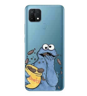 Oppo A15 / A15S Uyumlu Susam Sokağı Kurabiye Canavarı Desenli Şeffaf Telefon Kılıfı