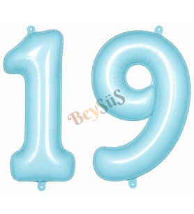 19 Rakam Folyo Balon Mavi Rengi (76 cm)