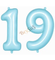 19 Rakam Folyo Balon Mavi Rengi (76 cm)