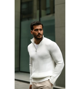 Erkek Balıkçı Zip Yaka Uzun Kollu Triko