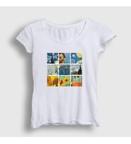 Presmono Kadın Beyaz Art Painter Vincent Van Gogh T-Shirt 303053tt