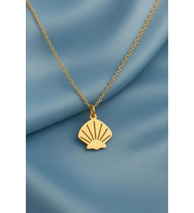 Kişiye Özel İstiridye Deniz Kabuğu Kolye 925K Gümüş (Gold)