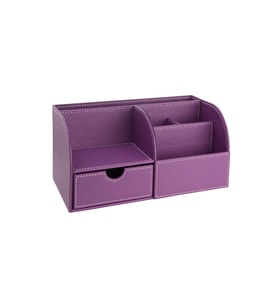 Masaüstü Düzenleyici,Kalemlik,Kumandalık,Küpbloknotluk,Tabletlik,Kitaplık,6 Gözlü,Çekmeceli,Desktop Organizer,Vegan,24,5*13*12 (Lila)