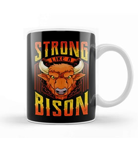 Fierce Strong Like A Bison Wild Animal Strength Kupa Bardak Porselen