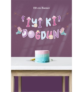 Deniz Kızı Temalı İyi Ki Doğdun Banner *Kalın Kağıt 150 cm