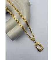 22k Altın Kaplama Taşlı Şık Çerçeve Gramlık Kolye - 26grm06 (Gold)