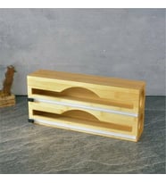 2'li Bambu Streç Folyo Kutusu 34x14x7 cm ( Duvar Montajlı, Çekmece İçi, Tezgah Üstü ) (Ahşap)