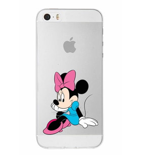 Apple iPhone 5S Uyumlu Kapak Minnie Mouse Tasarımlı Şeffaf Silikon Kılıf