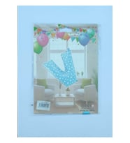 V Harf Mavi Yıldız Desenli Folyo Balon 26" inç 65 cm parti, doğum