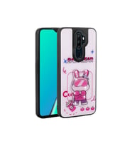 Oppo A5 2020 Uyumlu Kılıf Parlayan Kabartmalı İkonik Figürlü Zore Amas Silikon Kapak (Beyaz)