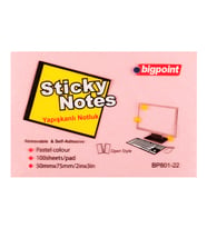 Bigpoint Yapışkanlı Not Kağıdı 75x50mm Pembe x 12 Adet