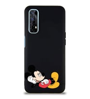 Realme 7 Soft Premier Kapak Mickey Mouse-F Tasarımlı Silikon Kılıf - Siyah (Şeffaf)