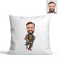 Kişiye Özel Asker Tasarımlı Karikatür Yastık 88