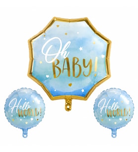 Hello World Set Mavi Folyo Balon