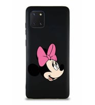 Samsung Galaxy A81 Soft Premier Kapak Minnie Mouse-A Tasarımlı Silikon Kılıf - Siyah (Şeffaf)