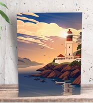 BK Gift Deniz Feneri Tasarımlı Dekoratif Mini Kanvas Tablo 15x20cm-1