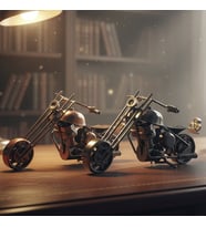 Metal Bilyeli Dekoratif Motor – 15 cm  Retro El Yapımı Masa Üstü Süs (Karışık)