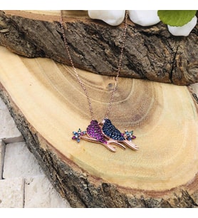 Kanarya Kuşları Gümüş Kolye (Karışık)