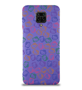 Xiaomi Redmi Note 9s Uyumlu Lansman Kılıf Hello Kitty Tasarımlı İçi Kadife Kapak-Mor (Şeffaf)