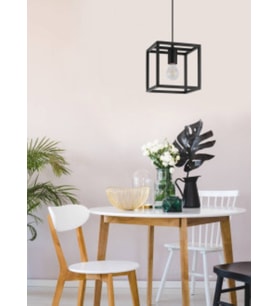 RİOLİGHT MODERN,VİNTAGE SİYAH 25X25CM 1XE27 DUYLU KÜP METAL SARKIT TEKLİ AVİZE