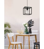 RİOLİGHT MODERN,VİNTAGE SİYAH 25X25CM 1XE27 DUYLU KÜP METAL SARKIT TEKLİ AVİZE