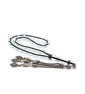 KÜRE KESİM AÇIK MAVİ TOZ PRES KEHRİBAR TESBİH İRİ BOY 002