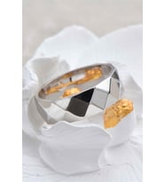 Karo Desenli 925 Ayar Gümüş Alyans (Gold)