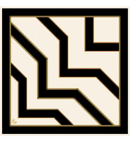 Geometrik Desen Gold Seri Twill Eşarp Eşarp Askısı ile Birlikte 90x90 cm Krem Si