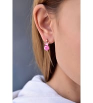 925 Ayar Gümüş Pembe Taşlı Kelebek Mineli Çivili Küpe