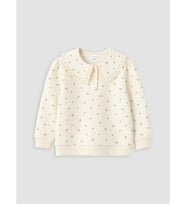 LCW Kids Ekru Polo Yaka Baskılı Kız Çocuk Kalın Sweatshirt