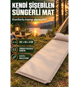 - - Kendi Şişebilen Süngerli Kamp Matı - 192x66x4cm