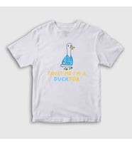 Presmono Unisex Çocuk Beyaz Trust Me Ducktor Ördek Hediye Doktor T-Shirt 504641tt (Beyaz)