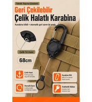 Çelik Halatlı Karabina Kancalı Anahtarlık