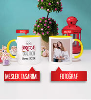 Drama Öğretmenine Hediye Drama Öğretmeni Kupa Bardak Sarı Fotoğraflı